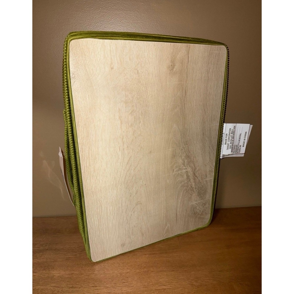Room Essentials Corduroy Lap Desk Olive Green Wood Top Portable Laptop Tray